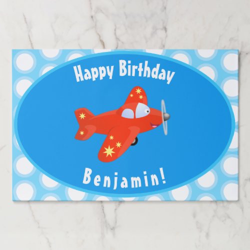 Cute red airplane flying cartoon illustration paper pad