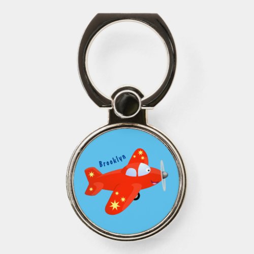 Cute red airplane flying cartoon illustration phone ring stand