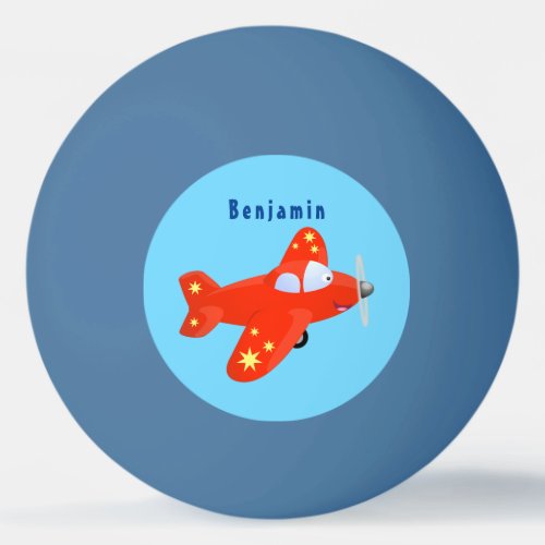 Cute red airplane flying cartoon illustration ping pong ball