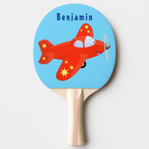 Cute red airplane flying cartoon illustration ping pong paddle