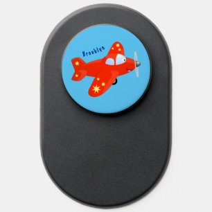 Cute red airplane flying cartoon illustration PopSocket