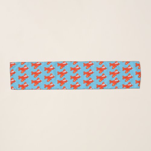 Cute red airplane flying cartoon illustration scarf