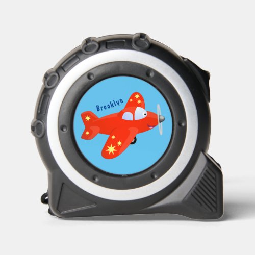 Cute red airplane flying cartoon illustration tape measure
