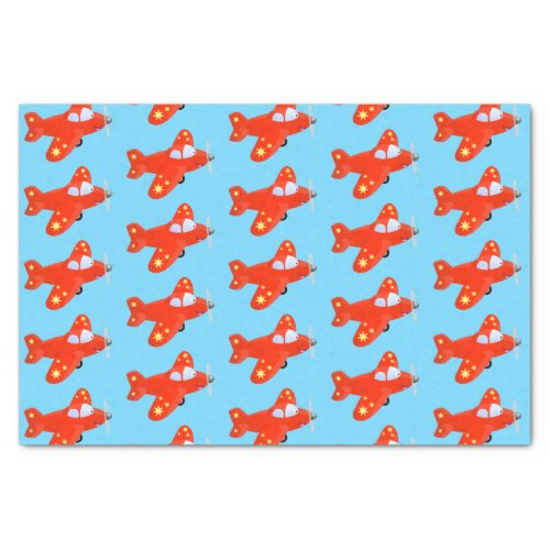 Cute red airplane flying cartoon illustration tissue paper