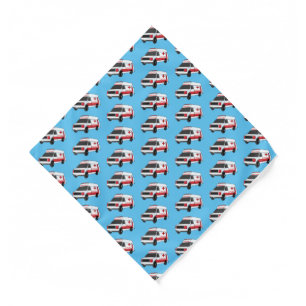 Cute red ambulance van cartoon bandana