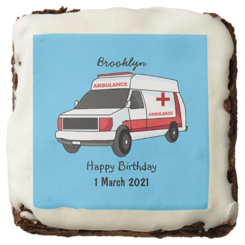 Cute red ambulance van cartoon brownie