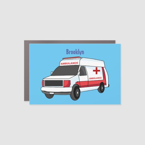 Cute red ambulance van cartoon  car magnet