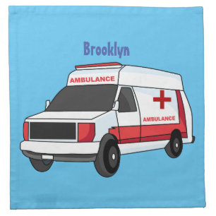 Cute red ambulance van cartoon cloth napkin