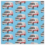 Cute red ambulance van cartoon  fabric
