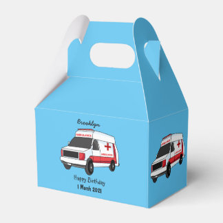 Cute red ambulance van cartoon favor boxes