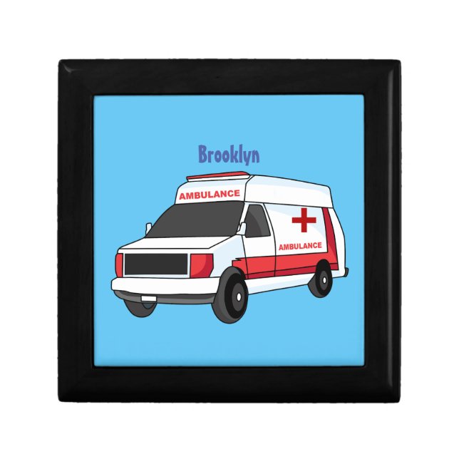 Cute red ambulance van cartoon  gift box (Front)
