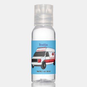Cute red ambulance van cartoon hand sanitizer