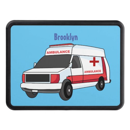 Cute red ambulance van cartoon  hitch cover