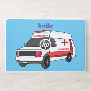 Cute red ambulance van cartoon HP laptop skin