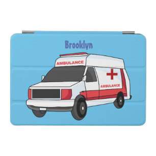 Cute red ambulance van cartoon iPad mini cover