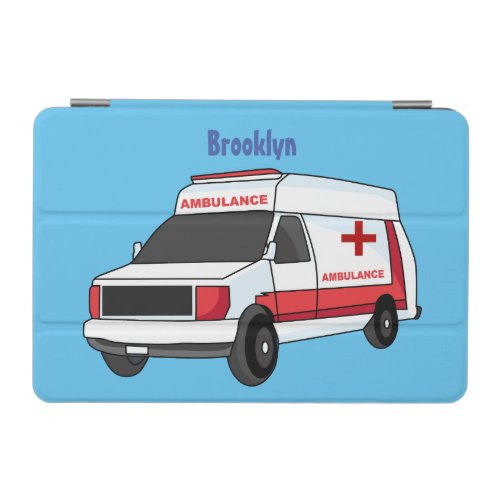 Cute red ambulance van cartoon  iPad mini cover