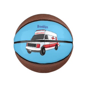 Cute red ambulance van cartoon mini basketball