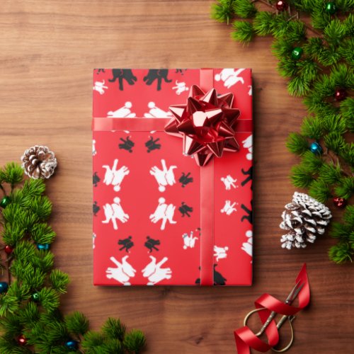 Cute red and black and white elephant wrapping paper