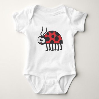 Cute Red And Black Curious Ladybug Baby Bodysuit by nyxxie at Zazzle