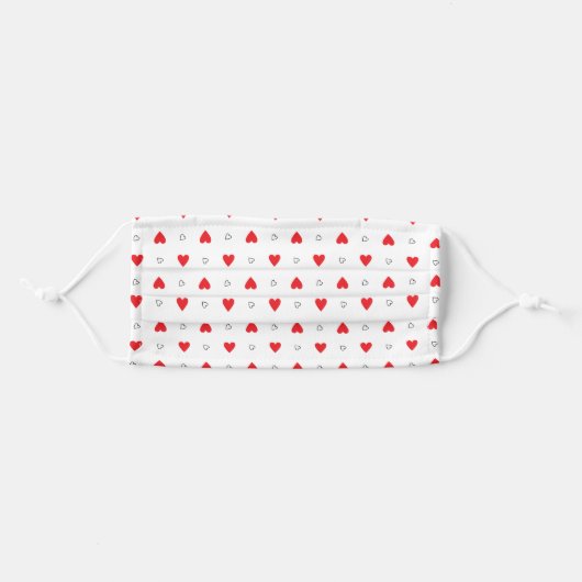 Cute Red And Black Heart Pattern Adult Cloth Face Mask (Front, Folded)