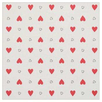 Cute Red And Black Heart Pattern Fabric by InTrendPatterns at Zazzle
