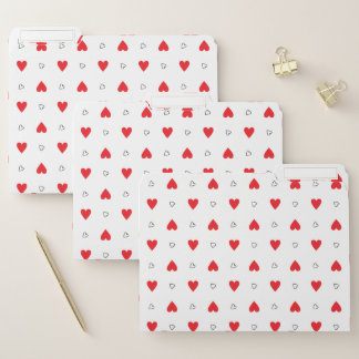 Cute Red And Black Heart Pattern File Folder