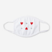 Cute Red And Black Heart Pattern White Cotton Face Mask (Front)