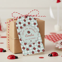 Cute Red and Black Ladybug Pattern Kids Gift Tags