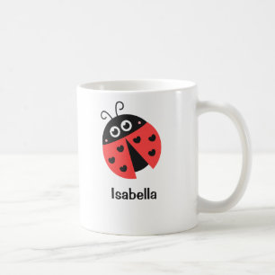 Cute Red and Black Ladybug with Hearts for Girls Coffee Mug
