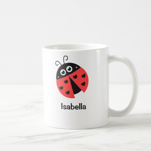 Cute Red and Black Ladybug with Hearts for Girls Coffee Mug