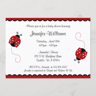 Cute Red and Black Ladybugs Baby Shower Invitation