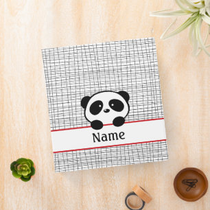 Cute Red and Black Panda Bear School 3 Ring Binder
