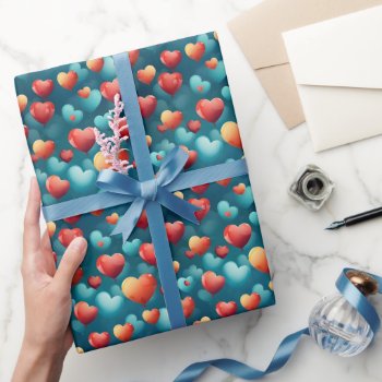 Cute Red And Blue Heart Balloons Wrapping Paper by TheCutieCollection at Zazzle
