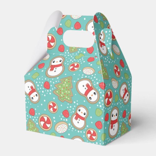 Cute Red and Blue Holiday Baking Treats Pattern Favor Boxes