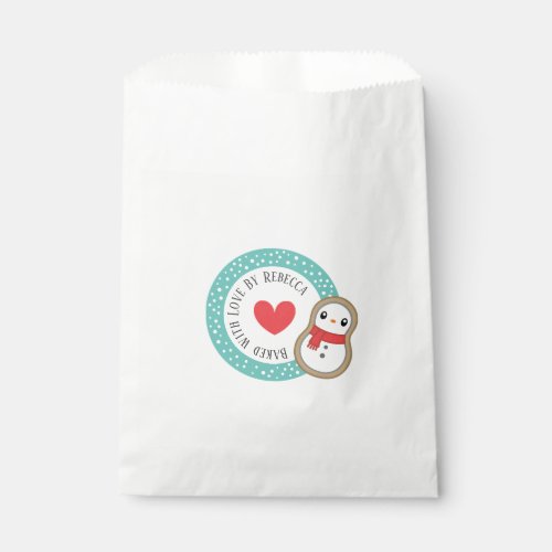 Cute Red and Blue Holiday Snowman Design Favor Bag