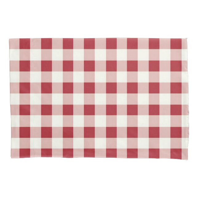 Cute Red and Cream Gingham Pillow Case (Front)