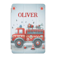 Cute Red and Grey Fire Truck