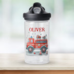 Cute Red and Grey Fire Truck  Water Bottle<br><div class="desc">Personalized cute red and grey fire engine truck design</div>