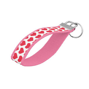 Cute Red And Pink Heart Pattern Design Wrist Keychain