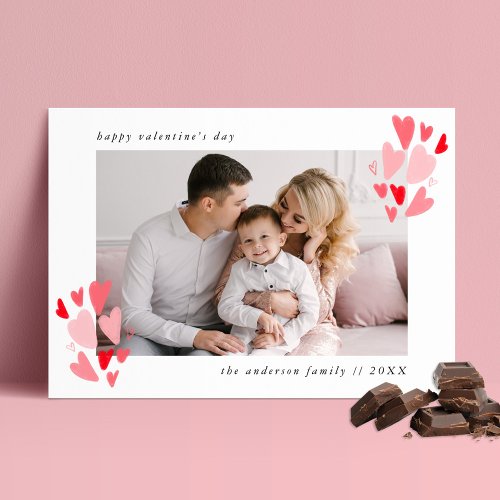Cute Red and Pink Hearts Photo Valentines Day Holiday Card