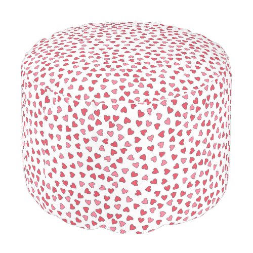 Cute Red and Pink Little Hearts Pattern  Pouf