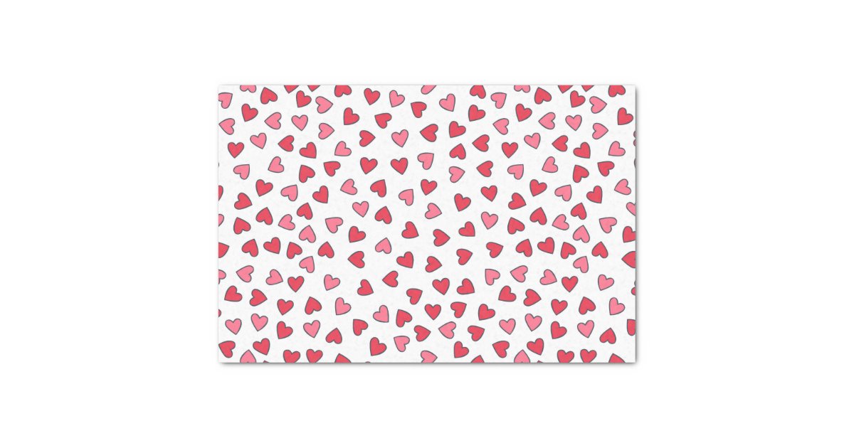 Pink and Red Valentines Love Hearts Decoupage Tissue Paper | Zazzle