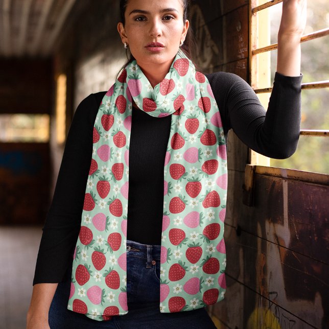 Cute Red And Pink Strawberry Summer Pattern Scarf (Creator Uploaded)