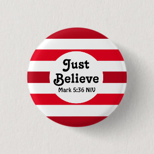 Cute Red and White Believe Festive Christmas Button