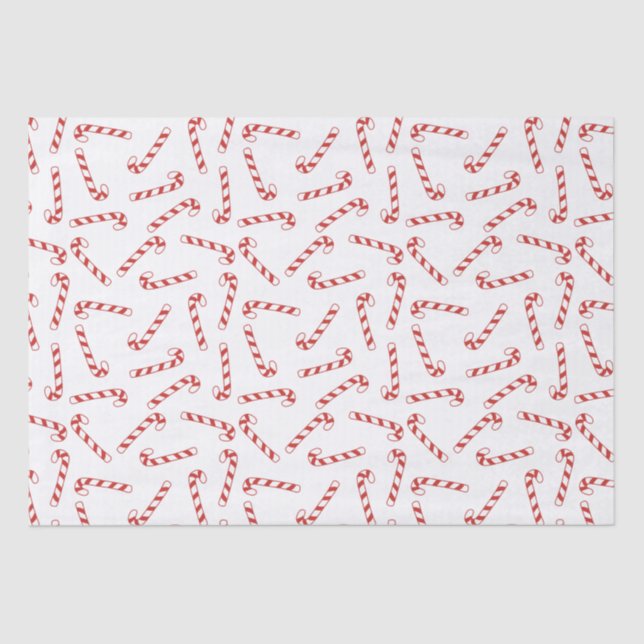 Cute Red and White Candy Cane Christmas Pattern  Tissue Paper (Front)