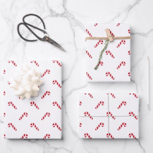 Cute red and white candy cane pattern Christmas Wrapping Paper Sheets