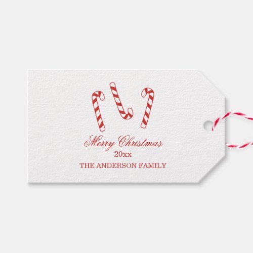 Cute Red and White Candy Canes Christmas  Gift Tags