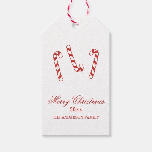 Cute Red and White Candy Canes Christmas  Gift Tags