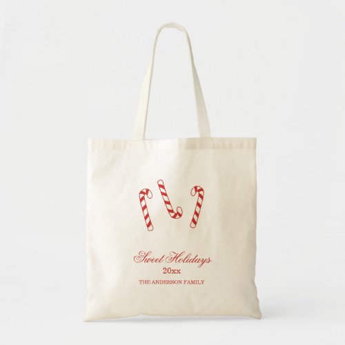 Cute Red and White Candy Canes Christmas  Tote Bag