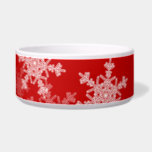 Cute red and white Christmas snowflakes Bowl<br><div class="desc">Christmas inspired illustration. Lovely,  modern and trendy pattern with white,  falling snowflakes on a bright background. Cute winter theme. Perfect Christmas gift for your friends or a girlfriend.</div>